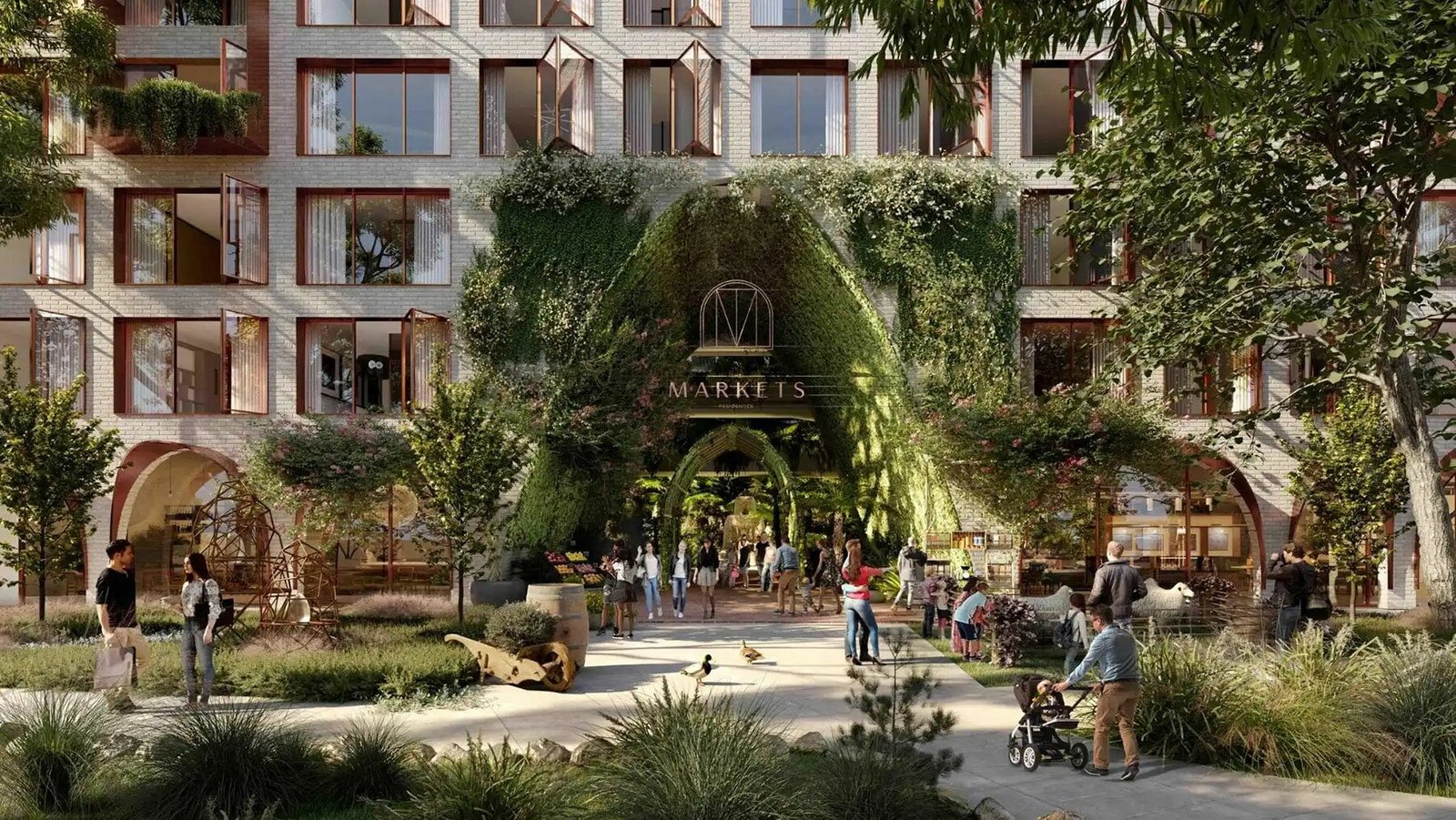 Artist impression of the landscaped piazza